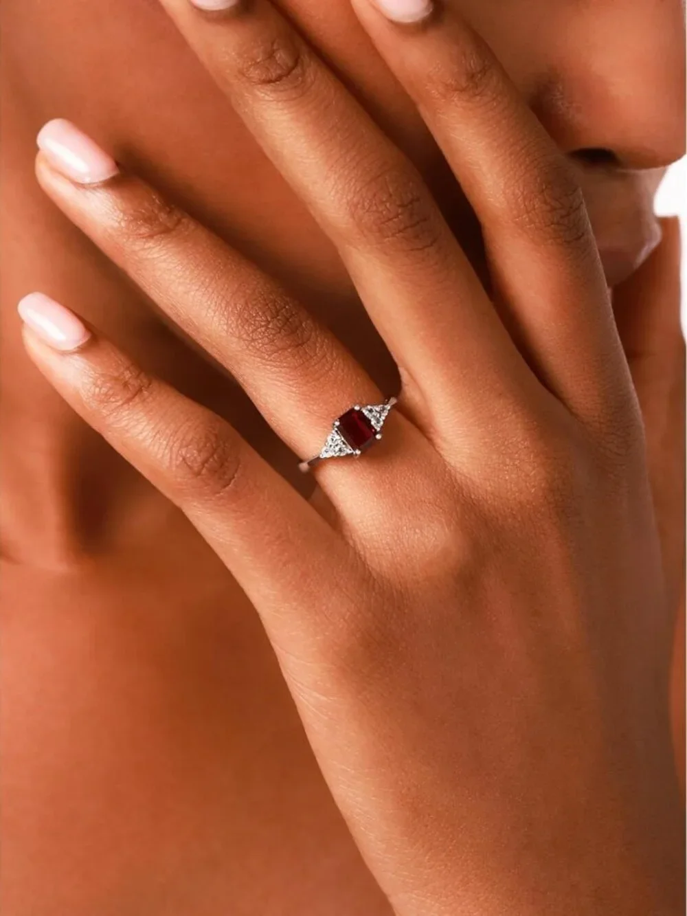 7x5mm Octagon Birthstone Ring in White/Yellow Gold Plated 925 Sterling Silver